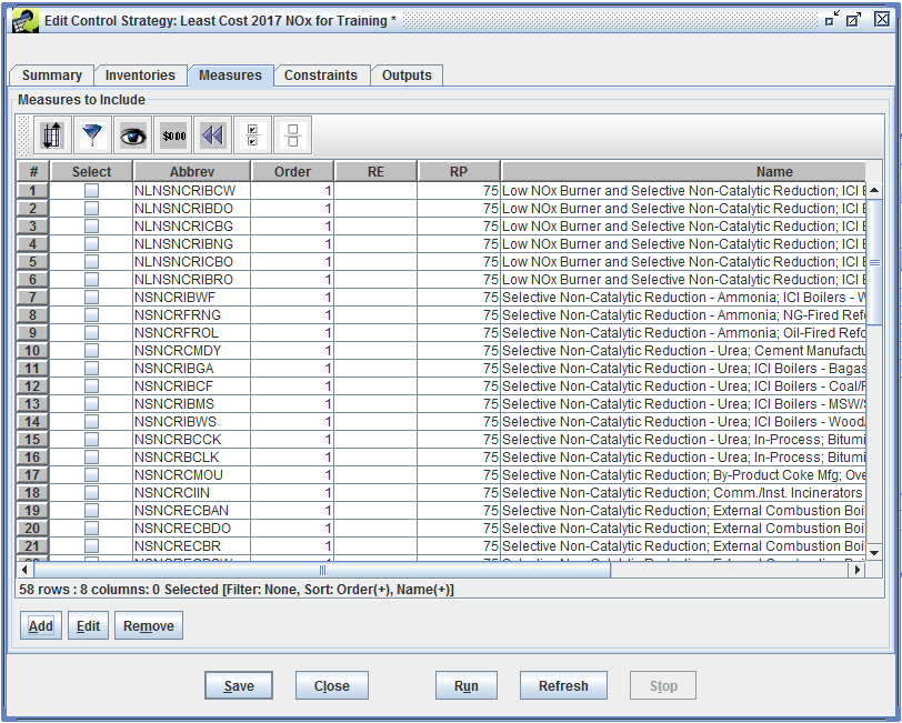 Figure 4-12: Measures Tab Showing Specific Measures to Include