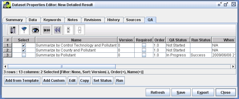 Figure 4-22: Available QA Summaries for a Strategy Detailed Result