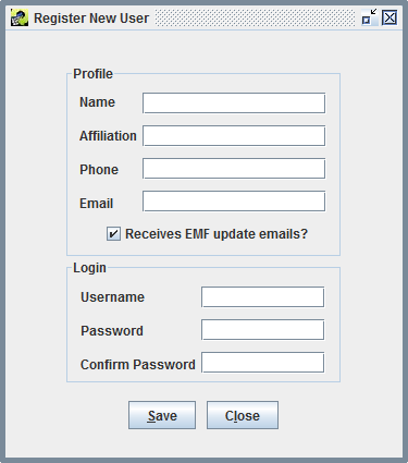 Figure 2-4: Register New User Window