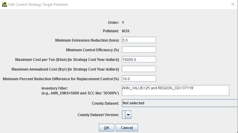 Figure 4.15: Constraints Tab of Edit Control Strategy Window