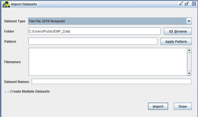 Figure 5.1: Import Dataset Window