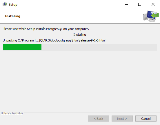 Figure 2.13: Postgres Installing