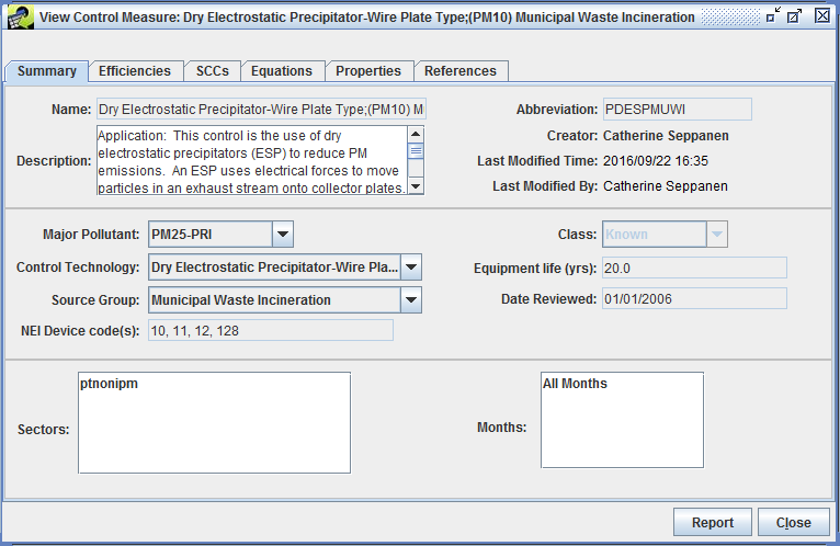 Figure 3.9: Summary Tab of View Control Measure Window