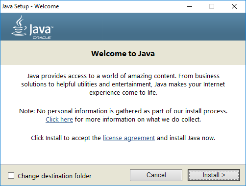 Figure 2.3: Java Setup Welcome