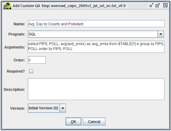 Figure 4.52: Custom SQL QA Step Setup