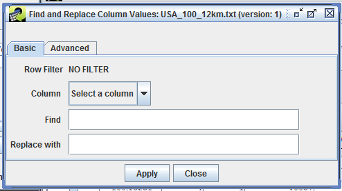 Figure 3.27: Find and Replace Column Values Dialog