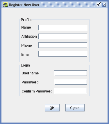 Figure 2.7: Register New User Window