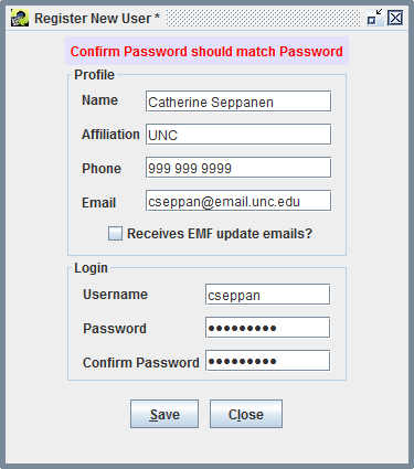 Figure 2.8: Error Registering New User