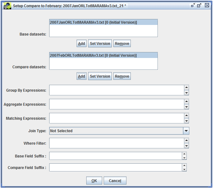 Figure 4.34: Compare Dataset Set for Compare Datasets