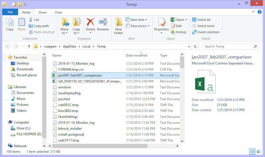 Figure 4.47: Downloaded QA Step Results in Windows Explorer